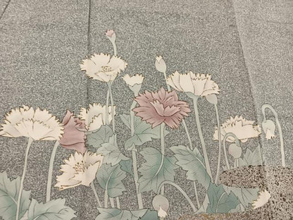 平和屋着物●訪問着　作家物　枝花文　たたき染め　金彩　正絹　逸品　未使用　BAAY0161mz