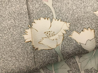 平和屋着物●訪問着　作家物　枝花文　たたき染め　金彩　正絹　逸品　未使用　BAAY0161mz