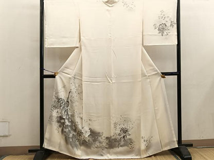 平和屋着物■訪問着　手描き　孔雀花文　正絹　逸品　BAAY0162mz