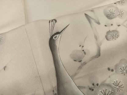 平和屋着物■訪問着　手描き　孔雀花文　正絹　逸品　BAAY0162mz