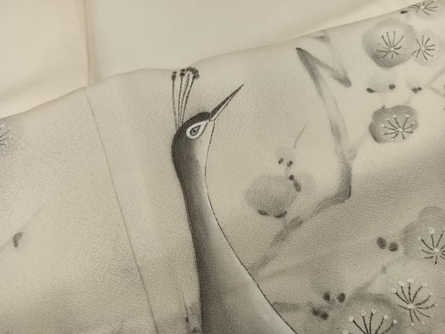 平和屋着物■訪問着　手描き　孔雀花文　正絹　逸品　BAAY0162mz