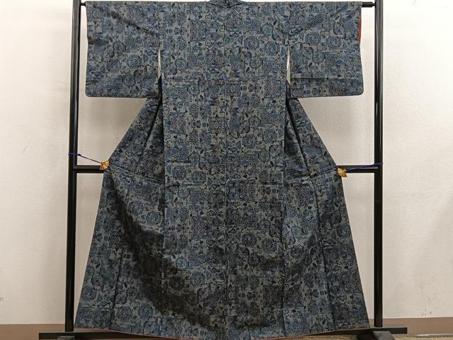 平和屋着物■本場大島紬　7マルキ　草花文　正絹　逸品　BAAY0164mz