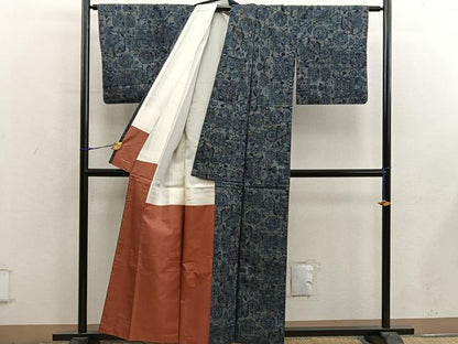 平和屋着物■本場大島紬　7マルキ　草花文　正絹　逸品　BAAY0164mz