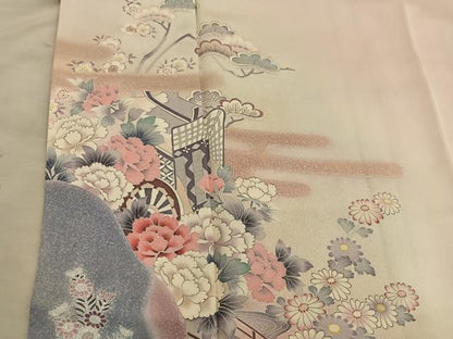 平和屋着物■訪問着　御所車花文　暈し染め　金彩　正絹　逸品　BAAY0170mz