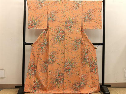 平和屋着物■上質な小紋　友禅　牡丹花文　正絹　逸品　BAAY0171mz