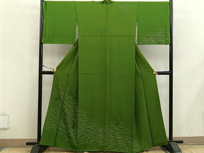 平和屋着物■訪問着　スワトウ刺繍　地紙菊花文　正絹　逸品　BAAY0173mz