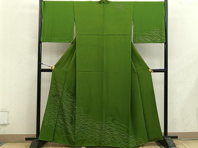 平和屋着物■訪問着　スワトウ刺繍　地紙菊花文　正絹　逸品　BAAY0173mz