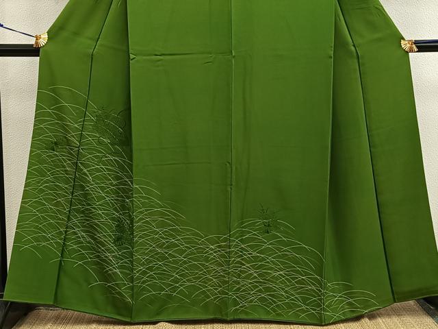 平和屋着物■訪問着　スワトウ刺繍　地紙菊花文　正絹　逸品　BAAY0173mz