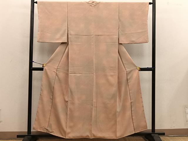 平和屋着物■上質なお召　鹿の子文様　暈し染め　正絹　逸品　BAAY0176mz