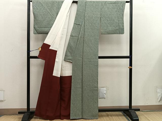 平和屋着物■大変加工の良い総絞り小紋　正絹　逸品　BAAY0178mz