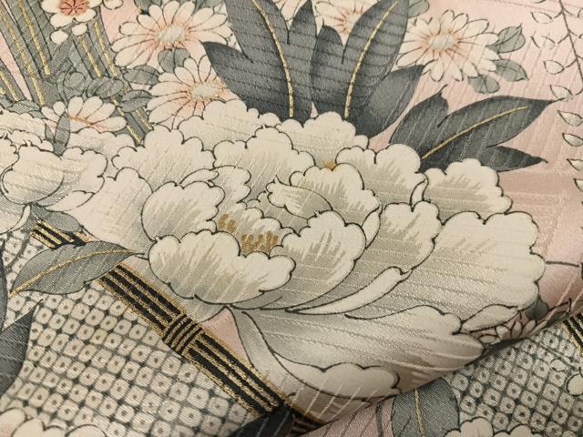 平和屋着物●上質な小紋　椿花文　金彩　正絹　逸品　BAAY0179mz