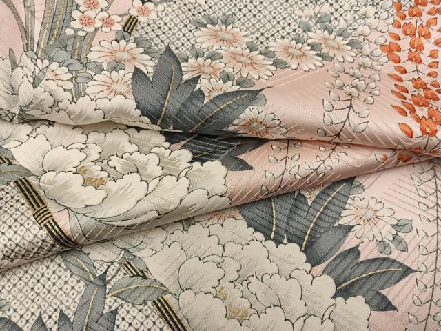 平和屋着物●上質な小紋　椿花文　金彩　正絹　逸品　BAAY0179mz