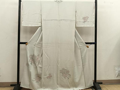平和屋着物●訪問着　総刺繍　スワトウ刺繍　御所車花文　正絹　逸品　BAAY0182mz