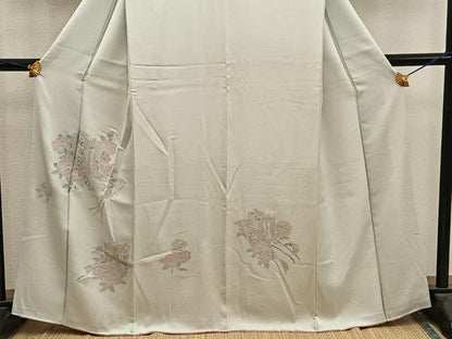 平和屋着物●訪問着　総刺繍　スワトウ刺繍　御所車花文　正絹　逸品　BAAY0182mz