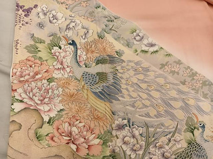 平和屋着物■豪華色留袖　駒刺繍　鳳凰花文　暈し染め　正絹　逸品　BAAY0183mz