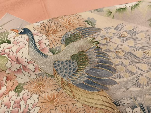 平和屋着物■豪華色留袖　駒刺繍　鳳凰花文　暈し染め　正絹　逸品　BAAY0183mz
