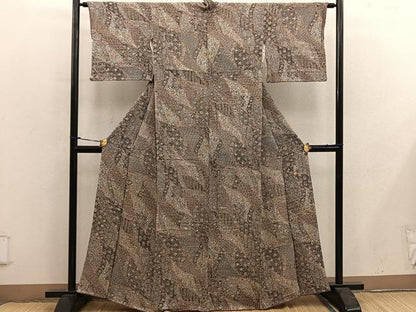 平和屋着物■二代目更甚　江戸更紗　小紋　更紗花文　鬼しぼ縮緬　正絹　逸品　BAAY0184mz