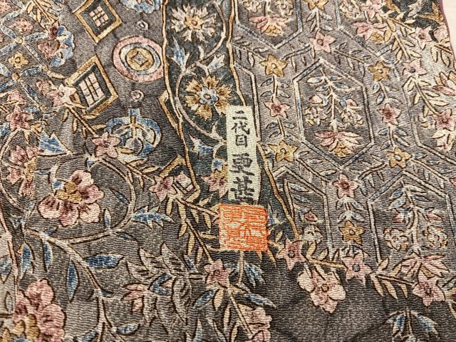 平和屋着物■二代目更甚　江戸更紗　小紋　更紗花文　鬼しぼ縮緬　正絹　逸品　BAAY0184mz
