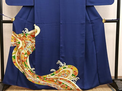 平和屋着物■訪問着　立波亀甲花文　金彩　正絹　逸品　	BAAY0187mz