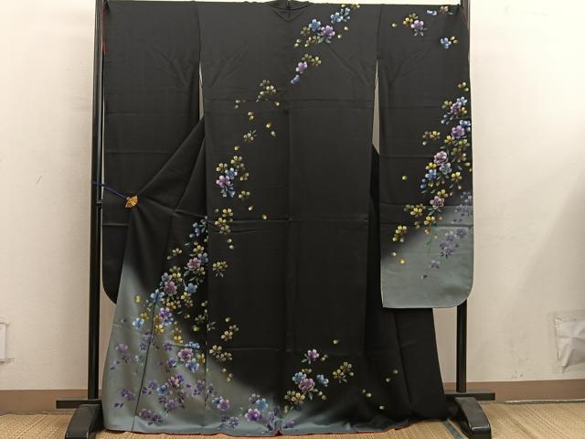 平和屋着物●豪華振袖　舞桜文　暈し染め　金彩　正絹　逸品　BAAY0188mz