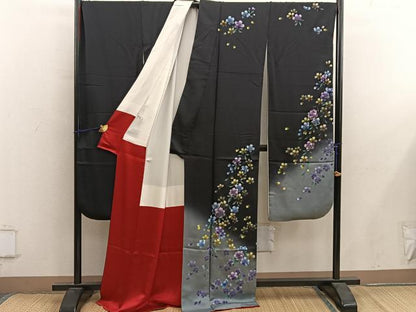 平和屋着物●豪華振袖　舞桜文　暈し染め　金彩　正絹　逸品　BAAY0188mz