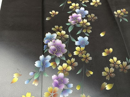 平和屋着物●豪華振袖　舞桜文　暈し染め　金彩　正絹　逸品　BAAY0188mz