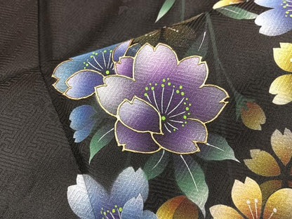 平和屋着物●豪華振袖　舞桜文　暈し染め　金彩　正絹　逸品　BAAY0188mz
