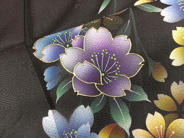 平和屋着物●豪華振袖　舞桜文　暈し染め　金彩　正絹　逸品　BAAY0188mz