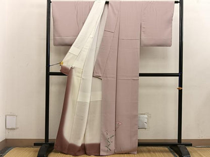 平和屋着物●手描友禅女流作家　一色生子　色留訪問着　枝花文　正絹　逸品　未使用　BAAY0189mz