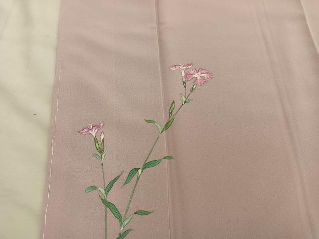 平和屋着物●手描友禅女流作家　一色生子　色留訪問着　枝花文　正絹　逸品　未使用　BAAY0189mz
