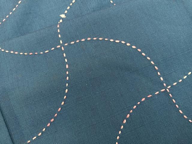 平和屋着物●上質な紬　刺繍　刺し子　葡萄蔦の葉文　正絹　逸品　BAAY0191mz