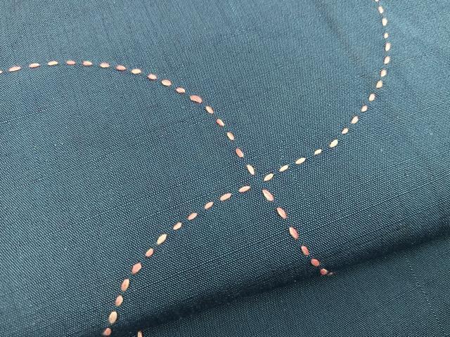 平和屋着物●上質な紬　刺繍　刺し子　葡萄蔦の葉文　正絹　逸品　BAAY0191mz