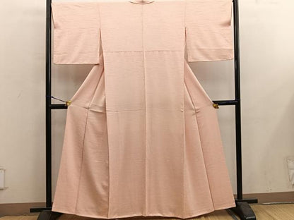 平和屋着物■上質な色無地　流水地紋　杏色　正絹　逸品　BAAY0192mz