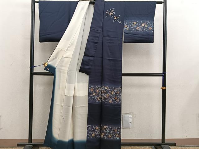 平和屋着物■訪問着　菊唐草文　暈し染め　三越扱い　正絹　逸品　BAAY0196mz
