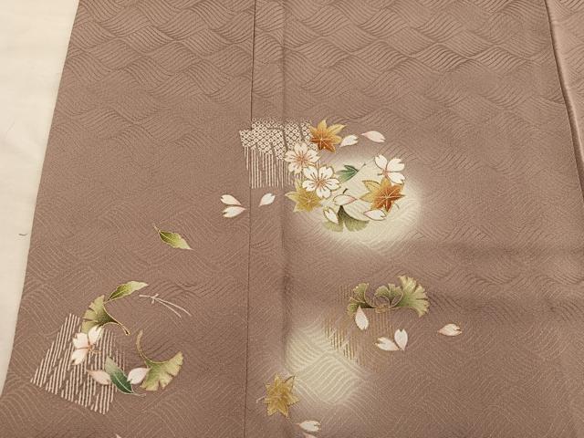 平和屋着物■十代目 歌舞伎役者　坂東三津五郎　訪問着　舞桜花文　蛍暈し　金彩　正絹　逸品　BAAY0200mz