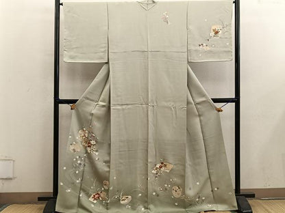 平和屋着物●訪問着　地紙椿花文　金彩　正絹　逸品　BAAY0201mz
