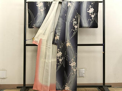 平和屋着物■上質な小紋　牡丹花文　暈し染め　正絹　逸品　BAAY0203mz