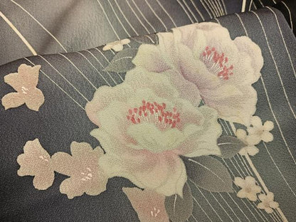 平和屋着物■上質な小紋　牡丹花文　暈し染め　正絹　逸品　BAAY0203mz