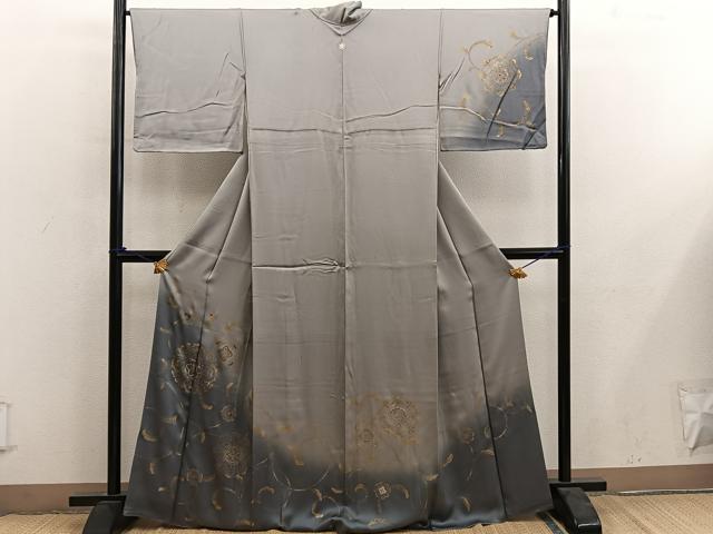 平和屋着物■訪問着　草花文　暈し染め　金彩　正絹　逸品　BAAY0205mz