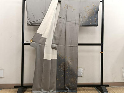 平和屋着物■訪問着　草花文　暈し染め　金彩　正絹　逸品　BAAY0205mz