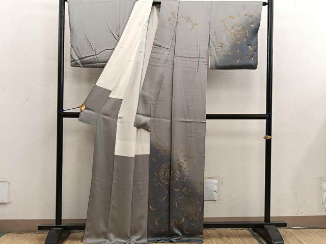 平和屋着物■訪問着　草花文　暈し染め　金彩　正絹　逸品　BAAY0205mz