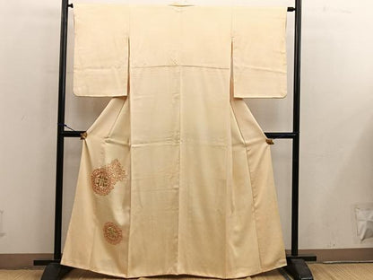 平和屋着物■訪問着　総刺繍　スワトウ刺繍　草花丸文　正絹　逸品　BAAY0210mz