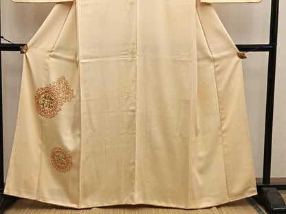 平和屋着物■訪問着　総刺繍　スワトウ刺繍　草花丸文　正絹　逸品　BAAY0210mz