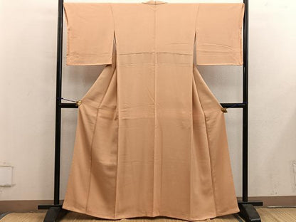 平和屋着物●上質な色無地　霞地紋　萱草色　銀座おゝぎ屋扱い　正絹　逸品　BAAY0212mz