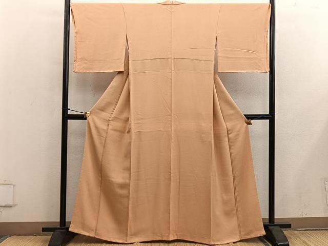 平和屋着物●上質な色無地　霞地紋　萱草色　銀座おゝぎ屋扱い　正絹　逸品　BAAY0212mz