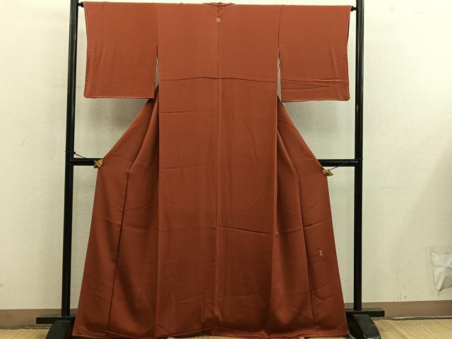平和屋着物●松尾光琳　色無地　赤茶色　正絹　逸品　BAAY0214mz