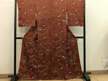 平和屋着物■上質な小紋　絞り　雲重ね舞蝶文　正絹　逸品　未使用　BAAY0215mz