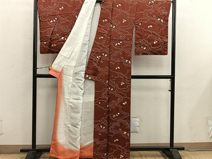 平和屋着物■上質な小紋　絞り　雲重ね舞蝶文　正絹　逸品　未使用　BAAY0215mz