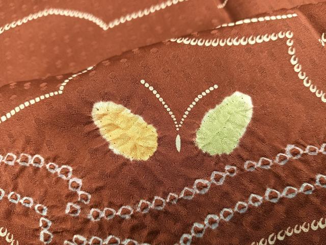 平和屋着物■上質な小紋　絞り　雲重ね舞蝶文　正絹　逸品　未使用　BAAY0215mz
