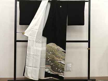 平和屋着物■豪華黒留袖　作家物　花鳥文　金彩　正絹　逸品　BAAY0217mz